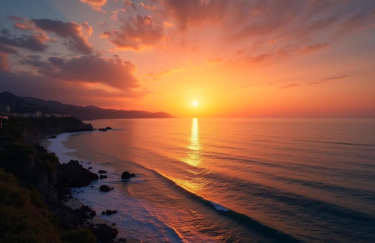Litorale laziale al tramonto per la pesca sportiva